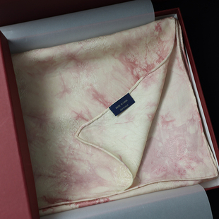 非遗扎染 桑蚕丝 树莓粉23姆米双面真丝丝巾高端围巾礼品盒薄款