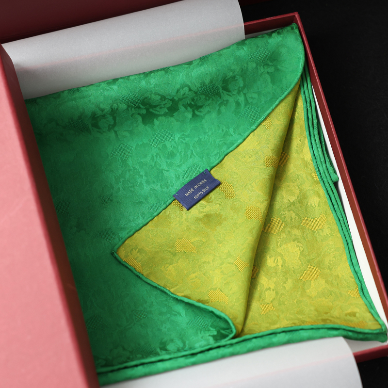 非遗花罗丨孔雀绿双面可用真丝重工卷边长条桑蚕丝围巾丝巾礼盒装