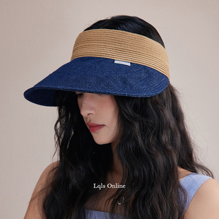 大头围轻薄透气空顶帽 大檐防紫外线遮阳帽女夏季 简约牛仔 UPF50