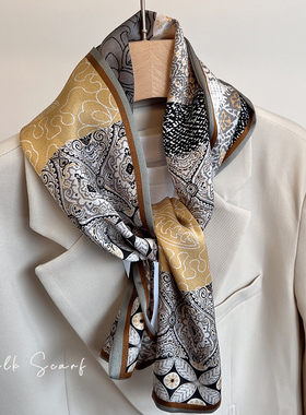 100%silk华丽的舞会桑蚕丝丝巾真丝长条女围巾春秋韩版高级感领巾