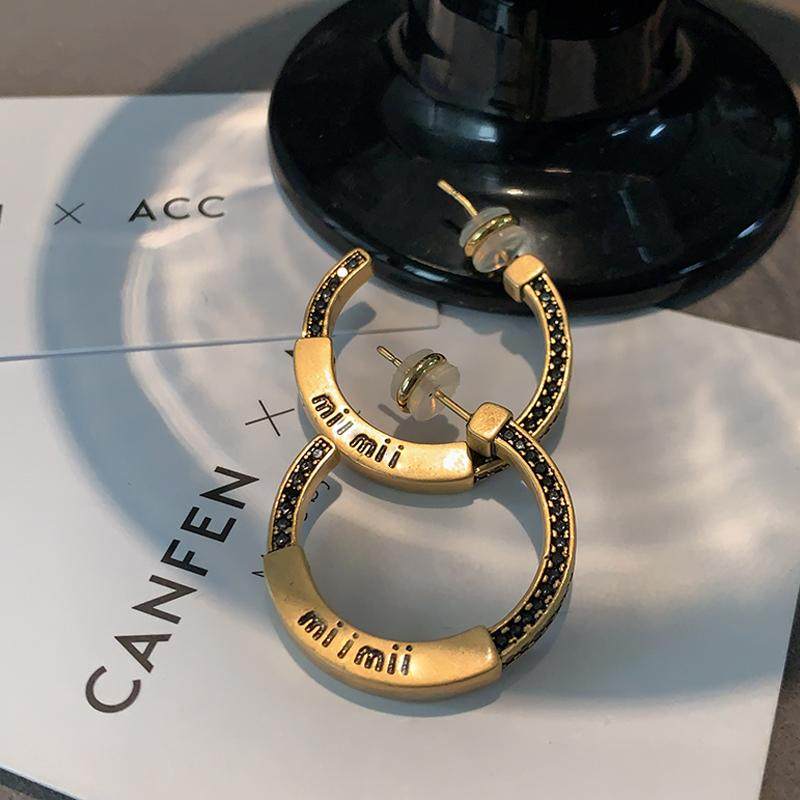 XMR欧美朋克复古M家圆圈字母耳环