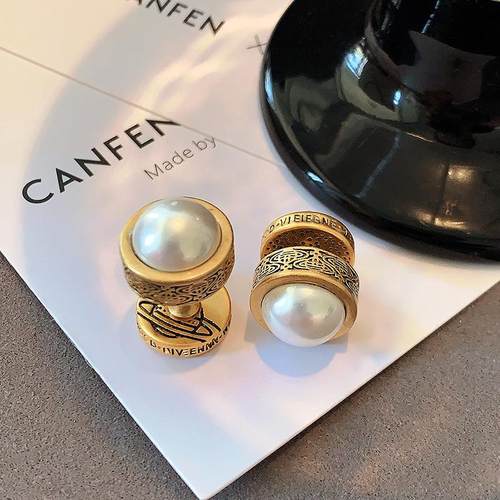 XMR小香风复古字母西太后耳环女