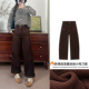 休闲长裤 韩版 冬季 高腰加绒弯刀裤