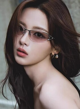 杨超越同款无框猫眼墨镜女高级感金属半框Y2K辣妹凹造型太阳眼镜