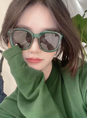 2023小红书新款复古墨绿色太阳眼镜女ins韩版潮网红圆脸街拍墨镜