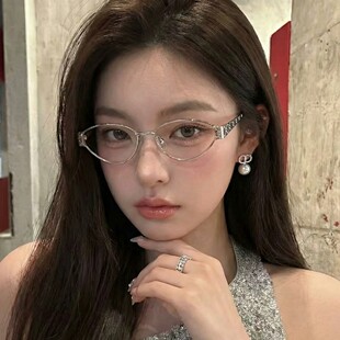 倪妮同款金属猫眼三角形眼镜女款潮时髦高智感素颜近视镜眼镜框架