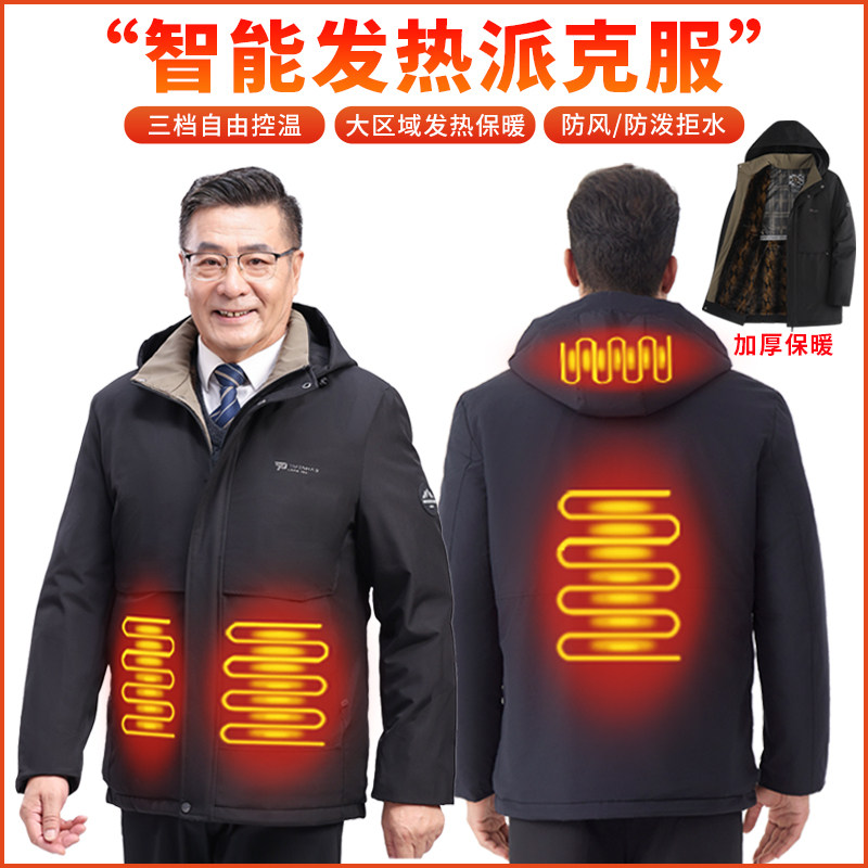 发热派克服加绒加厚保暖棉衣连帽