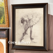 可可 轻奢复古小众高级感芭蕾舞人物素描手稿舞艺术挂画 画廊美式