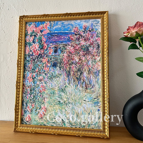 可可的画廊印象派油画莫奈花园玫瑰花卉中古风法式古典背景墙挂画