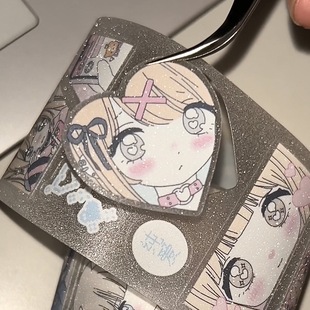自带模切网红草莓烟闪砂贴纸卷 电波少女 咕卡韩系盐系ins风手帐