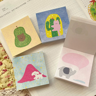 山山椰动物系列mini便签分装韩系盐系可爱小鼻嘎手帐素材装饰
