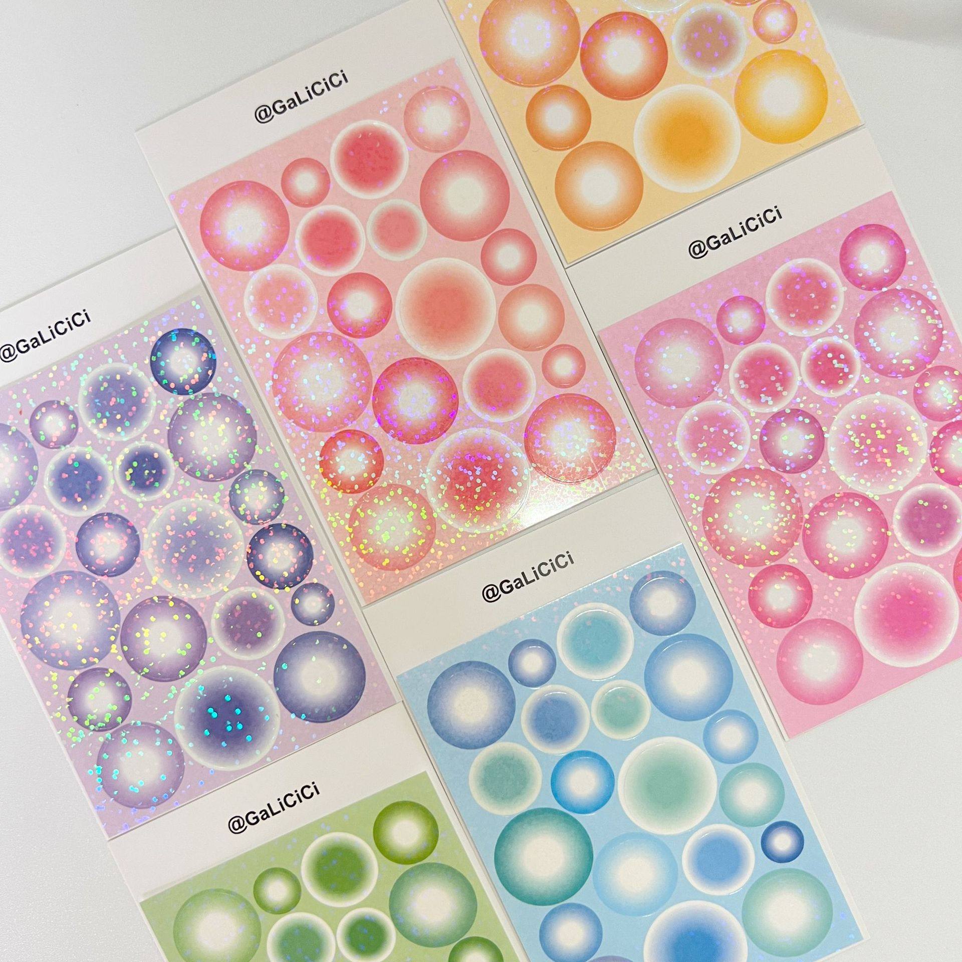 咖喱西西梦幻泡泡咕卡贴纸 追星碎闪点缀ins风手帐diy装饰素材