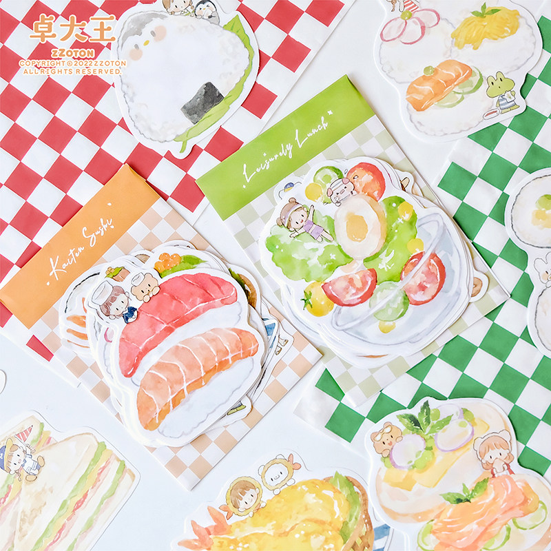 阿卓午餐寿司食物便签 异形可爱甜点卓大王盐系装饰手帐素材diy