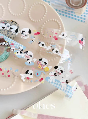 ins风可爱小狗盐系胶带ohes芙fu桃 点缀手帐素材装饰简约diy