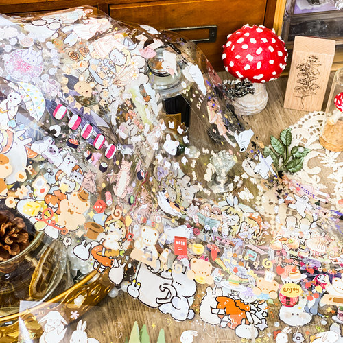 兔兔熊熊pet点缀圆环花花胶带