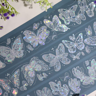 半透明蝴蝶wines无暇风舞特材咕卡谷美胶带华丽花朵手帐素材分装