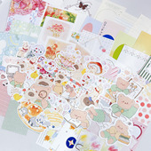 绘本风社团清新可爱便签盐系少女小熊甜点ins风异形装 饰手帐素材