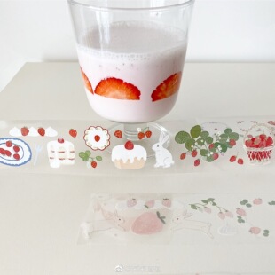菜菜瑄瑄合集strawberry party春日小兔森林面包甜点盐系pet胶带
