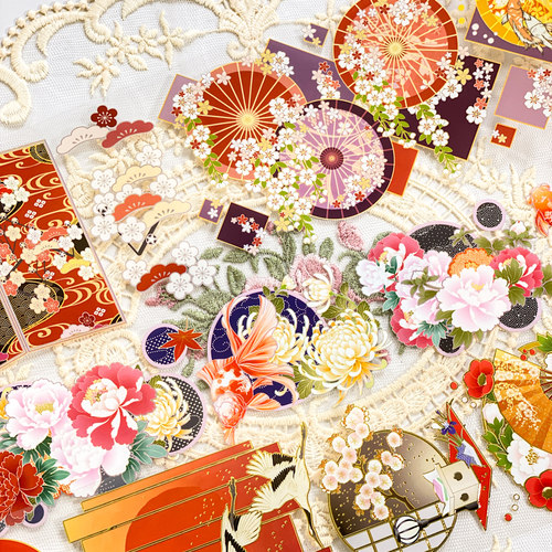 超宽和风大背景合集烫金pet胶带