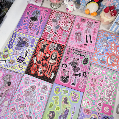 平替甜酷病娇亚系人物咕卡贴纸