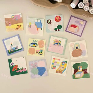 苏打小屿午后小憩可爱便签分装韩系盐系手帐素材装饰手绘风动物