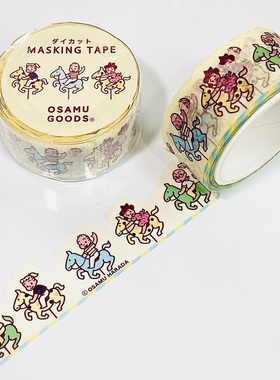 日本正版异形osamu goods可爱木马小人胶带分装韩系盐系ins风拉条