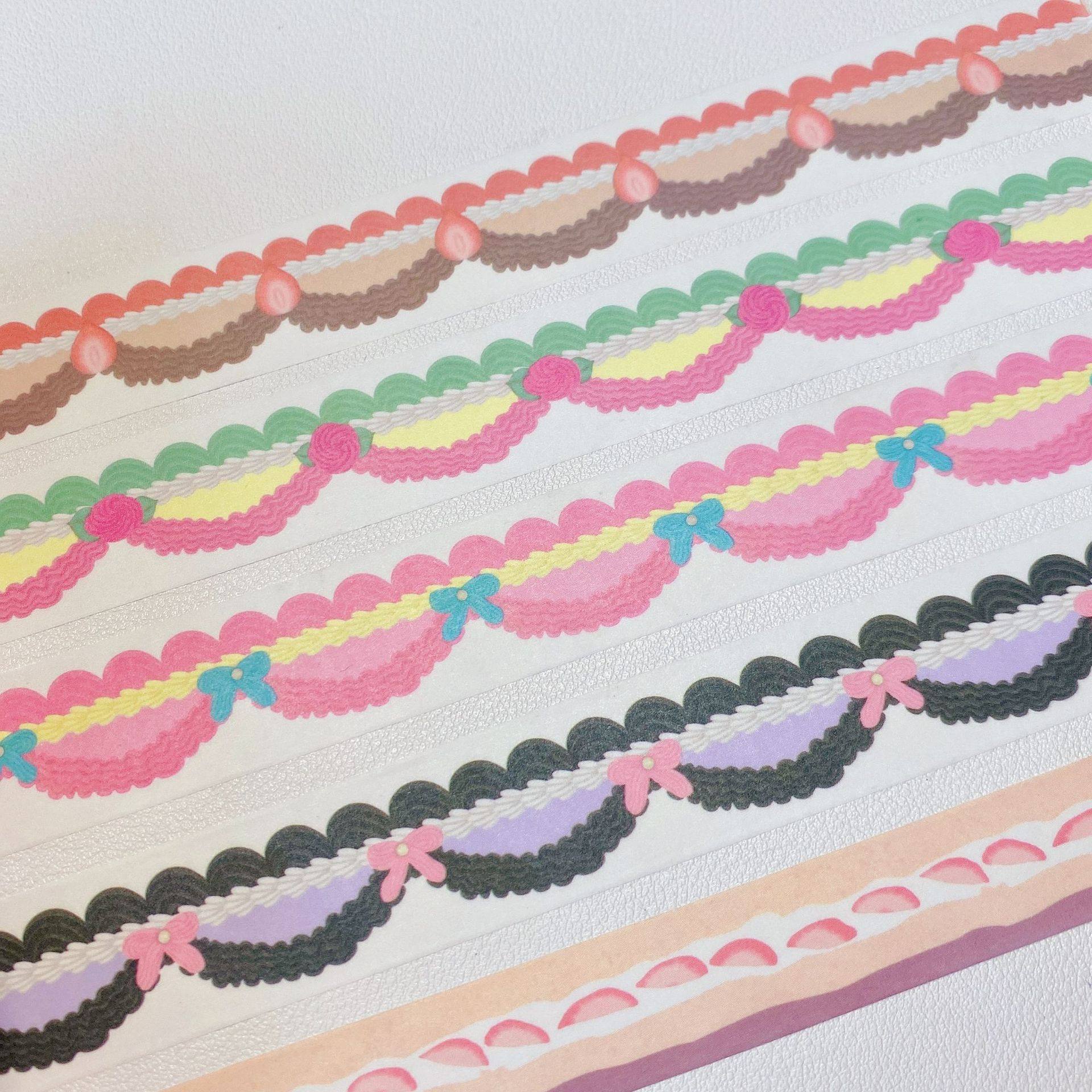 整卷ins花边复古蛋糕奶油甜点和纸胶带可爱拉条边框手帐装饰diy