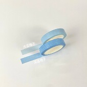 饰 打底清新装 一月小岛蓝色格子胶带分装 韩系盐系手帐素材基础款
