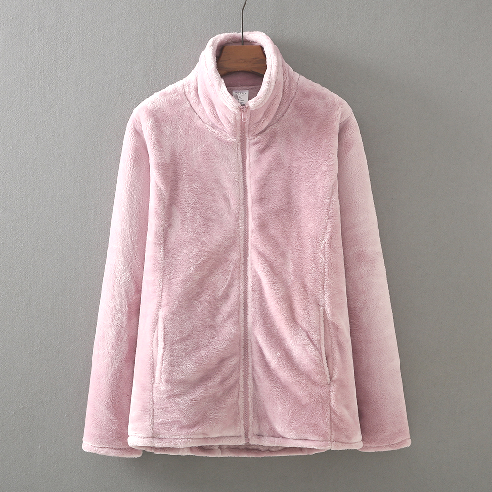 女珊瑚绒家居睡衣保暖外套开衫