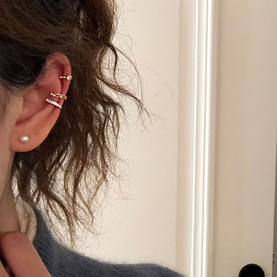 镶钻耳骨夹耳环女耳饰无耳洞耳钉简约小巧耳圈扣2021年新款轻奢潮