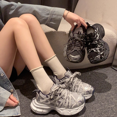 银色老爹鞋女2025新款爆款增高