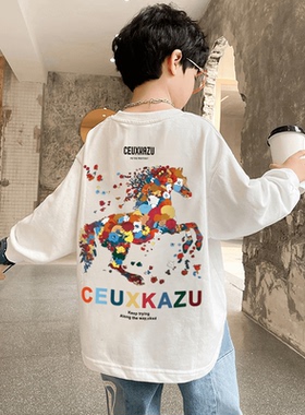 儿童装男童春装长袖T恤2025新款体恤春秋款纯棉春季上衣打底衫潮t