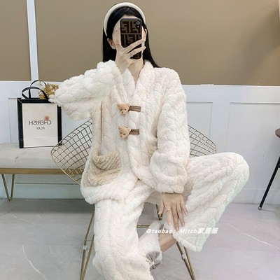 美梦珊瑚绒睡衣女秋冬季加绒加厚2025新款卡通法兰绒毛茸茸保暖家