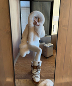 柔软蓬松保暖舒适外套 mis circle环保皮草连帽短款 手套