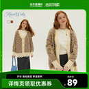 针织毛衣秋冬女生破洞外套潮 吉杰 knowwake撞色条纹V领开衫
