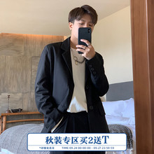 ONEMAX秋装新/韩版黑色帅气小西装潮男女单排扣宽松绅士西服外套
