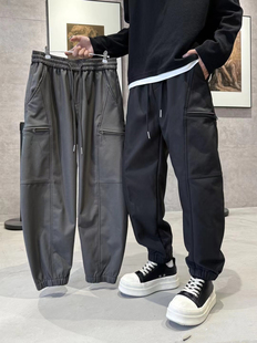 束脚户外文艺长裤 2025秋冬男士 纯色简约显瘦韩版 加绒休闲裤 潮 工装