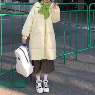 百搭宽松通勤2026学生时尚韩系中长款连帽棉服冬季加厚女潮流外套