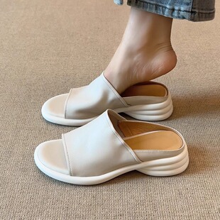 nnmiss/4cm软面懒人一脚蹬通勤便利时尚休闲百搭透气防滑凉鞋