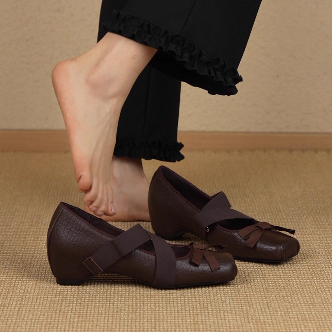 内增高文艺复古芭蕾风单鞋女
