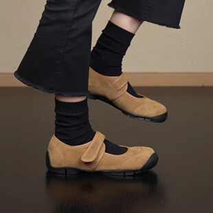 休闲浅口舒适运动底单鞋 nnmiss 2cm简约减龄圆头魔术贴玛丽珍鞋