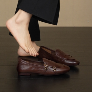 1cm巨好穿圆头皮带扣复古头层牛皮平底通勤乐福鞋 NNMISS·34
