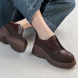 6.5cm小个子圆头深口松紧带复古厚底通勤乐福鞋 NNMISS·34