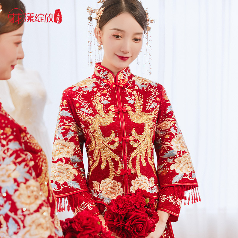 秀禾服新款结婚婚纱礼服中式新娘服出阁服龙凤褂夏秋款秀和服