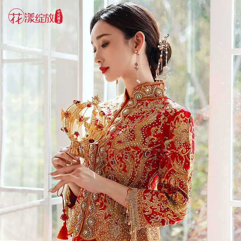 秀禾服新娘新款中式婚纱礼服结婚嫁衣百褶裙敬酒服龙凤褂秀和