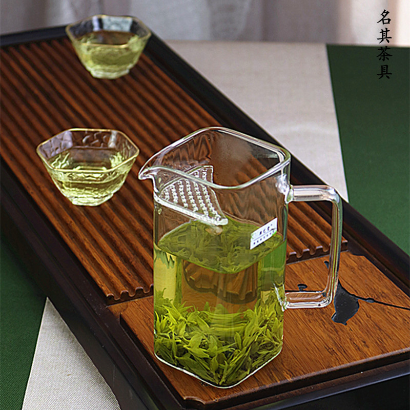 方形月牙公道杯茶滤一体泡茶杯图片
