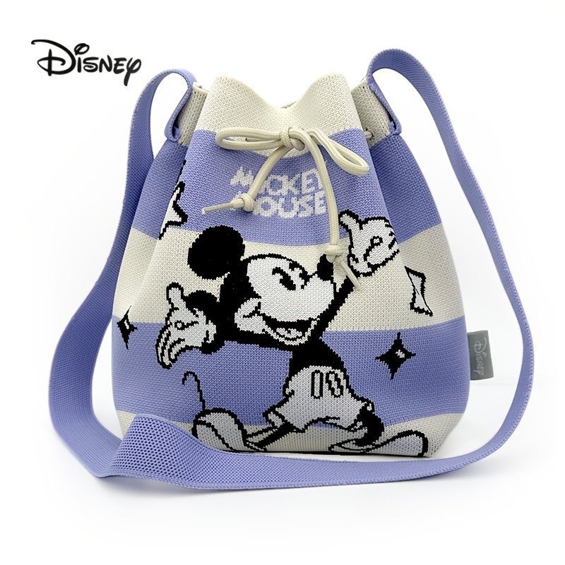麦斯卡×迪士尼米奇卡通针织水桶包便携斜挎包百搭女抽绳单肩包,箱包皮具/热销女包/男包,通用款女包,淘宝优惠券,粉丝福利购,淘宝优惠卷