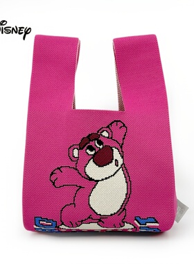 MESUCA麦斯卡×迪士尼正品草莓熊正版针织手提包女百搭卡通包包