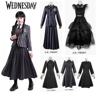 美剧Wednesday星期三cosplay服装黑色裙子亚当斯一家同款校服套装