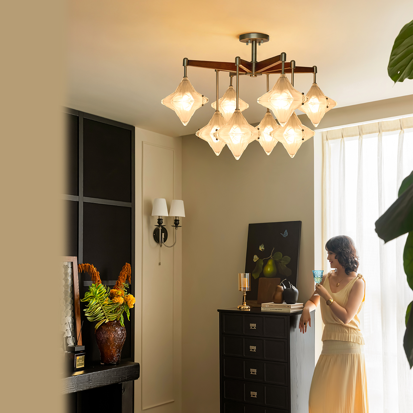 旭呈法式中古风星星吊灯客厅主灯